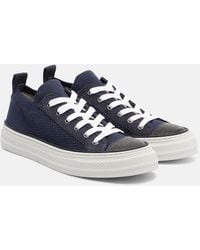 Brunello Cucinelli - Monili Suede-Trimmed Sneakers - Lyst