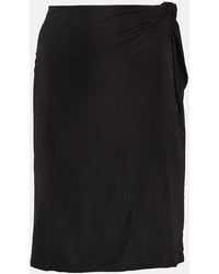 Saint Laurent - Tie-detail Jersey Pencil Skirt - Lyst