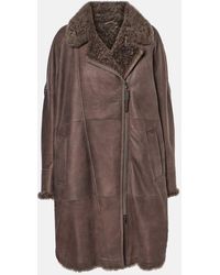 Brunello Cucinelli - Mantel Aus Leder Mit Shearling - Lyst