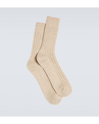 AURALEE - Ribbed-knit Cashmere-blend Socks - Lyst