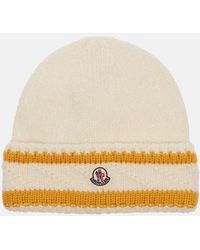 Moncler - Logo Striped Wool-Blend Beanie - Lyst