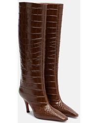 AMINA MUADDI - Mona Croc-Effect Leather Knee-High Boots - Lyst