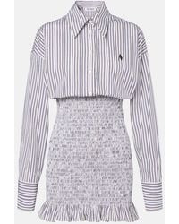 The Attico - Striped Ruched Cotton Shirt Dress - Lyst