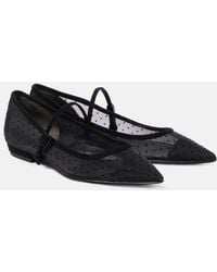 Tory Burch - Mary-Jane-Ballerinas Aus Mesh Mit Veloursleder - Lyst