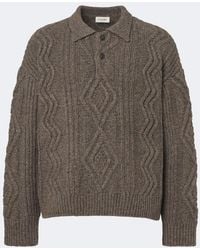FRAME - Cable-Knit Wool And Alpaca-Blend Polo Sweater - Lyst