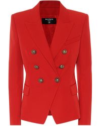 Balmain Chaqueta con hombros estructurados - Rojo