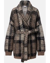 Brunello Cucinelli - Checked Sequined Wrap Cardigan - Lyst