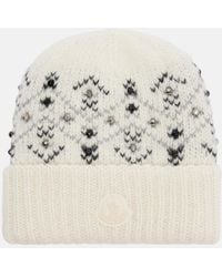Moncler - Embellished Alpaca And Wool-Blend Beanie - Lyst