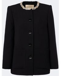 Valentino - Embellished Virgin Wool Crepe Jacket - Lyst