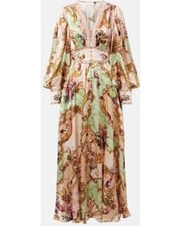 CAMILLA - Maxikleid Aus Seide Mit Kristallen - Lyst