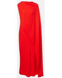 Balenciaga - Open-Back Caped Silk And Wool Crepe Gown - Lyst