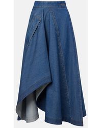 Givenchy - Asymmetric Denim Midi Skirt - Lyst