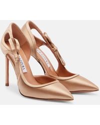 Aquazzura - Soave 105 Bow-Detail Satin Pumps - Lyst