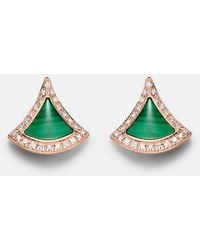 BVLGARI - Divas' Dream 18Kt Rose Earrings With Malachite And Diamonds - Lyst