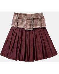 Patou - Checked Ruched Virgin Wool Miniskirt - Lyst