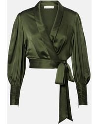 Zimmermann - Silk Satin Wrap Top - Lyst