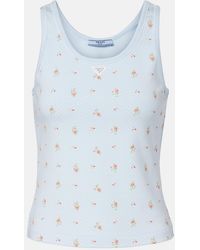 Prada - Floral Cotton-Blend Tank Top - Lyst