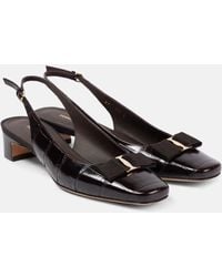 Ferragamo - Rivada 30 Croc-Effect Leather Pumps - Lyst