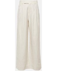 FRAME - Mid-Rise Cotton And Linen Wide-Leg Pants - Lyst