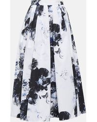 Alexander McQueen - Printed Cotton Poplin Midi Skirt - Lyst