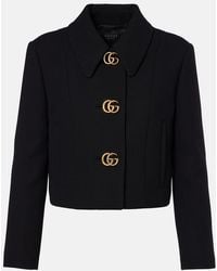 Gucci - Double G Cropped Wool Crepe Jacket - Lyst