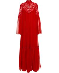 Costarellos Embroidered Tulle Gown