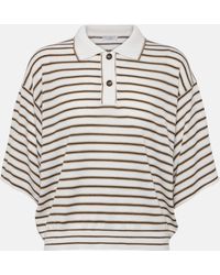 Brunello Cucinelli - Striped Wool And Cashmere Polo Shirt - Lyst