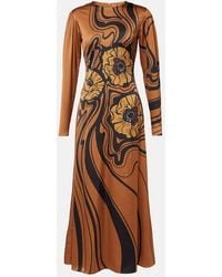 La DoubleJ - Clingy Swing Floral Satin Maxi Dress - Lyst