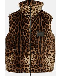 Dolce & Gabbana - Leopard-print Puffer Vest - Lyst