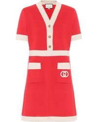 Gucci Wool Knit Mini Dress - Red
