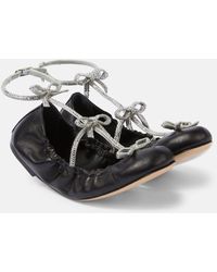 Rene Caovilla - Caterina Embellished Leather Ballet Flats - Lyst