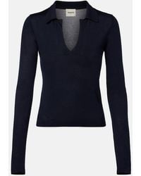 KHAITE - Mikel Silk Polo Sweater - Lyst