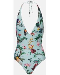 La DoubleJ - Printed Halterneck Swimsuit - Lyst