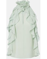 McQueen - Ruffled Silk Chiffon Top - Lyst