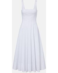 STAUD - Wells Cotton Poplin Midi Dress - Lyst