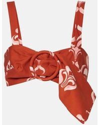 Adriana Degreas - Bedrucktes Cropped-Top Aus Baumwolle - Lyst