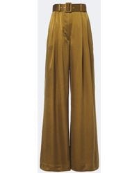 Zimmermann - Belted Pleated Silk Wide-Leg Pants - Lyst