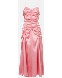 KHAITE - Raina Ruched Silk Satin Midi Dress - Lyst