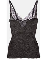 Saint Laurent - Top Aus Seide Mit Spitze - Lyst
