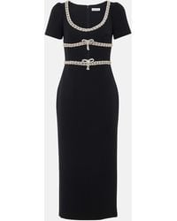 Self-Portrait - Crystal-Embellished Crepe Midi Dress - Lyst