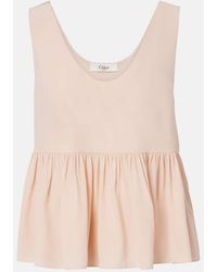 Chloé - Peplum Silk Crepe De Chine Top - Lyst