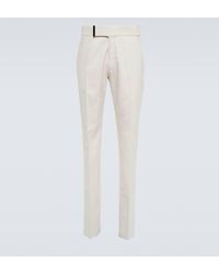 Tom Ford - Pantalon slim a taille mi-haute en soie et laine melangees - Lyst