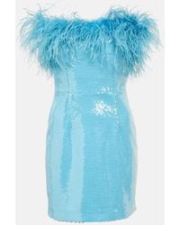 Rebecca Vallance - Nicolette Feather-trimmed Sequined Minidress - Lyst