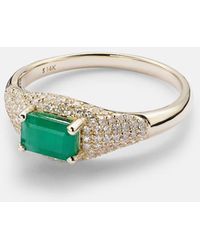 STONE AND STRAND - Ring Aus 14Kt Gelbgold (585/1000) Mit Diamanten Und Smaragd - Lyst