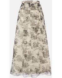 Max Mara - Elegante Sabbia Printed Silk Organza Maxi Skirt - Lyst