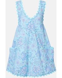 Juliet Dunn - Floral Scalloped Cotton Minidress - Lyst