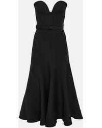 Roland Mouret - Strapless Wool And Silk Midi Dress - Lyst
