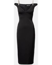 David Koma - Vestido Midi De Saten Con Cristales - Lyst