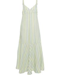 Lee Mathews Striped Linen Maxi Dress - Green