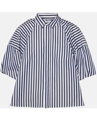 Sacai - Striped Cropped Cotton-blend Shirt - Lyst